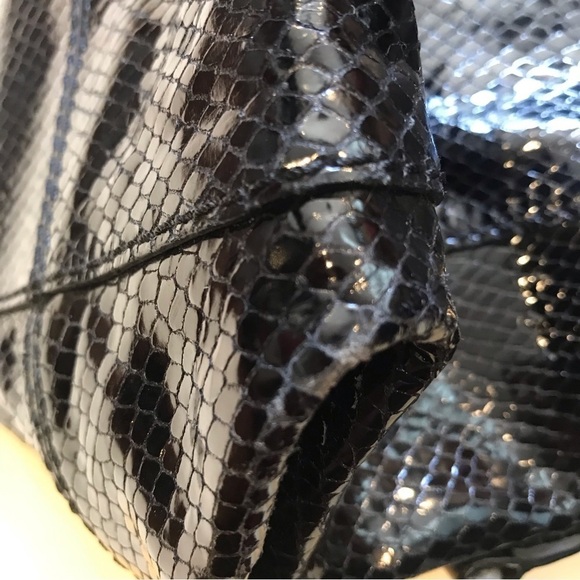 Cole Haan Black Embossed Snakeskin Shoulder Bag - Picture 11 of 16